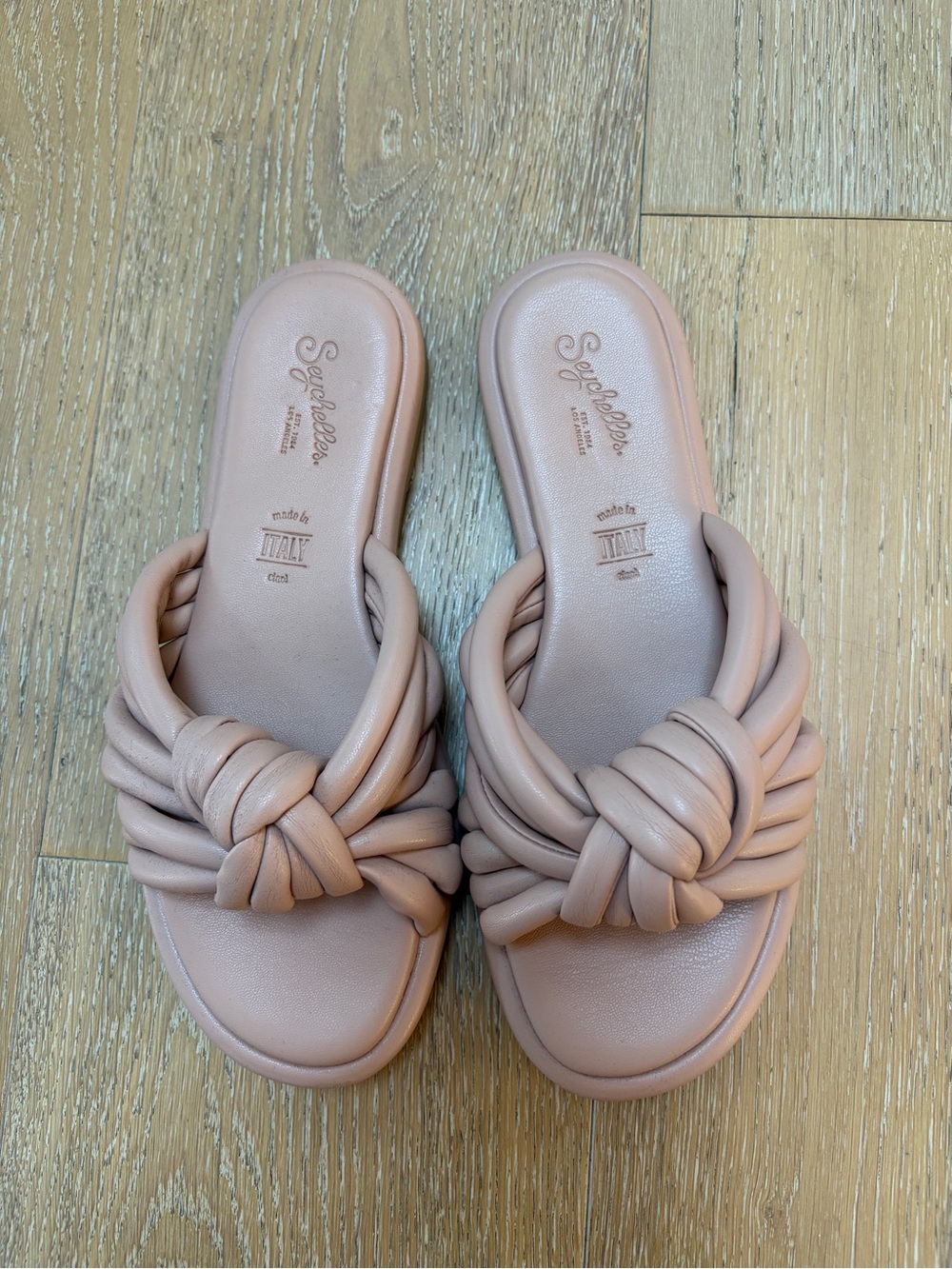 Seychelles Blush Knotted Leather Slide Mules